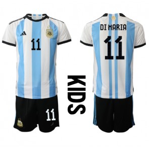 Argentina Angel Di Maria #11 Domaci Dres za Dječji SP 2022 Kratak Rukavima (+ kratke hlače)
